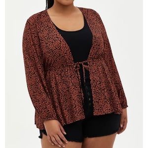 🆕 Cheetah Crepe Tie Front Kimono 1 1X 14 16 NWT